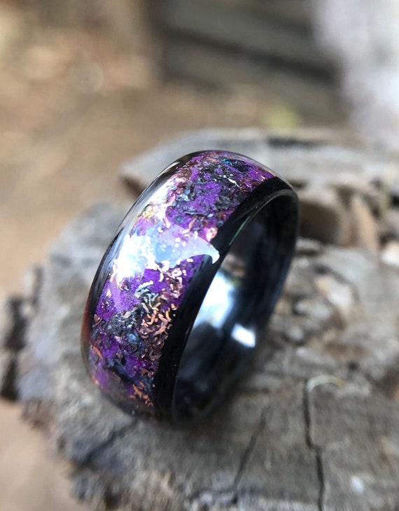 Anillo de titanio Galaxy brillo hecho a mano