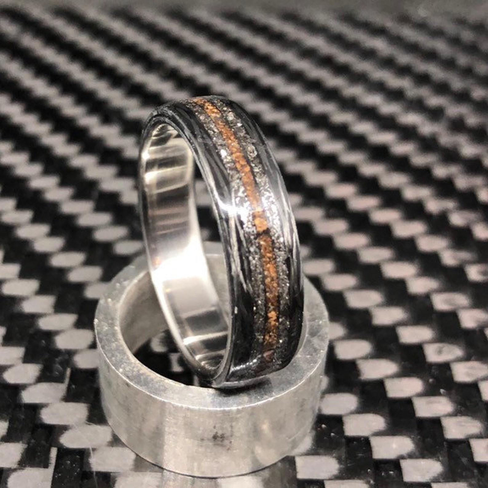 Jurassic Astronomer - Meteorite Dinosaur Ring, Mens Wedding Band ...