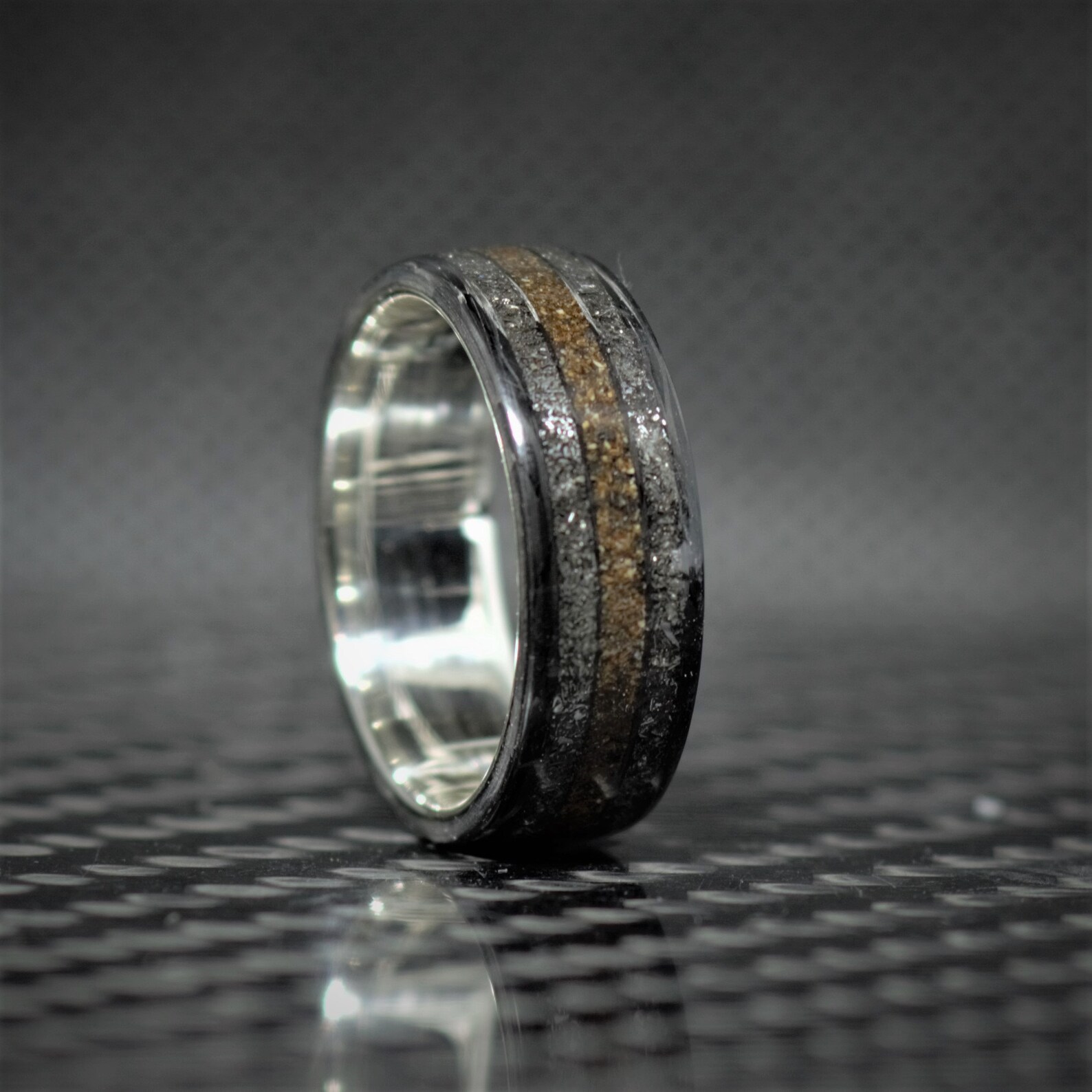 Dinosaur Meteorite Ring Carbon Fiber Sterling Silver - Etsy