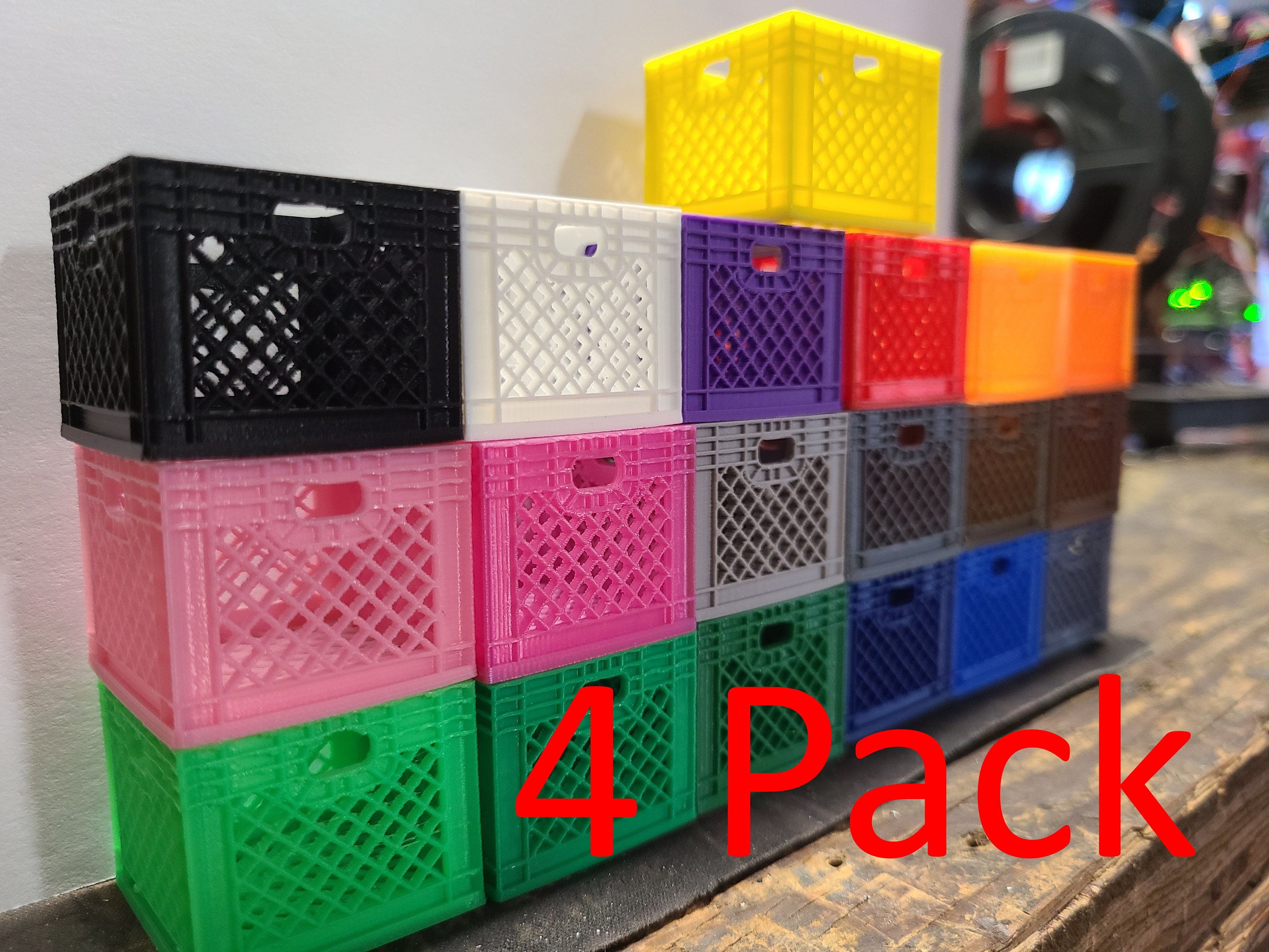 4 Pack of Miniature 1/10 Scale Milk Crates 3d Printed Etsy
