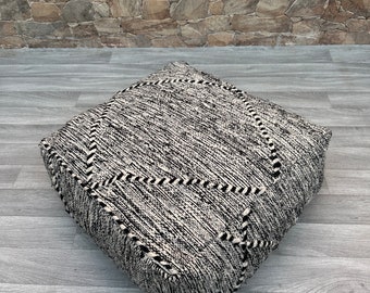 vintage Moroccan Pouf, Moroccan Berber Kilim Pouf