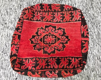 Moroccan Floor Cushion Cover, Berber Kilim Pouf, Square Tribal Bohemian Living Room Decor, Handwoven Pouffe, Ottoman Footstool, Unstuffed