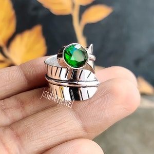 Handmade Chrome Diopside Ring, Sterling Silver Designer Ring