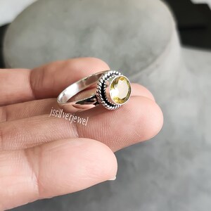 Citrine Ring, Handmade Jewelry, 925 Sterling Silver Ring, Birthstone Ring, Women Citrine Ring, Round Gemstone Ring, Valentine Gift