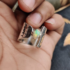 Genuine Ethiopian Opal Ring, 925 Sterling Silver Ring, Woman Ring, Gift For Her, Handmade Silver Jewelry, Opal Jewelry, Christmas Gift