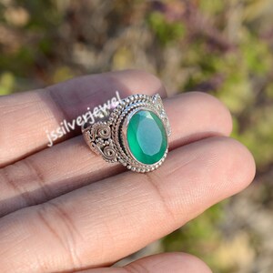 Green Onyx Ring, Handmade Ring, Gift For Love, Anniversary Ring, Sterling Silver Ring, Designer Ring, Oval Birthstone Ring, Christmas Gift