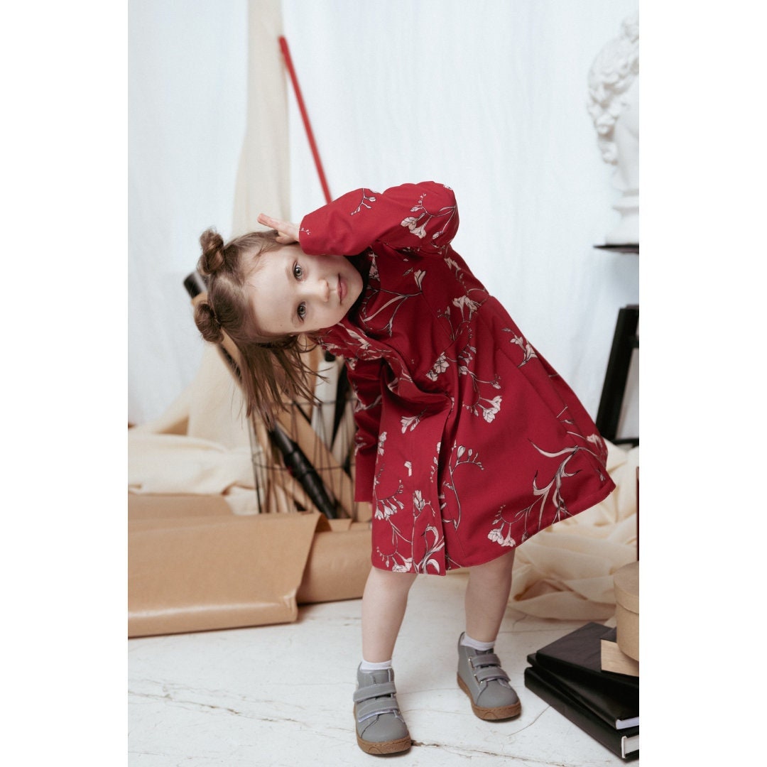 Girls red pea coat discount