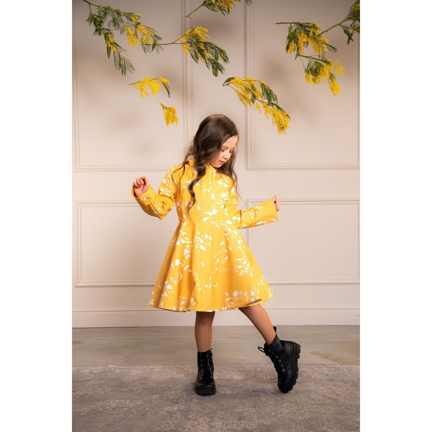 Girls yellow raincoat sales