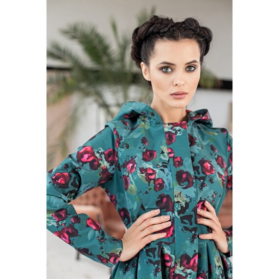 Floral Design Coat 'rosalie' Waterproof 