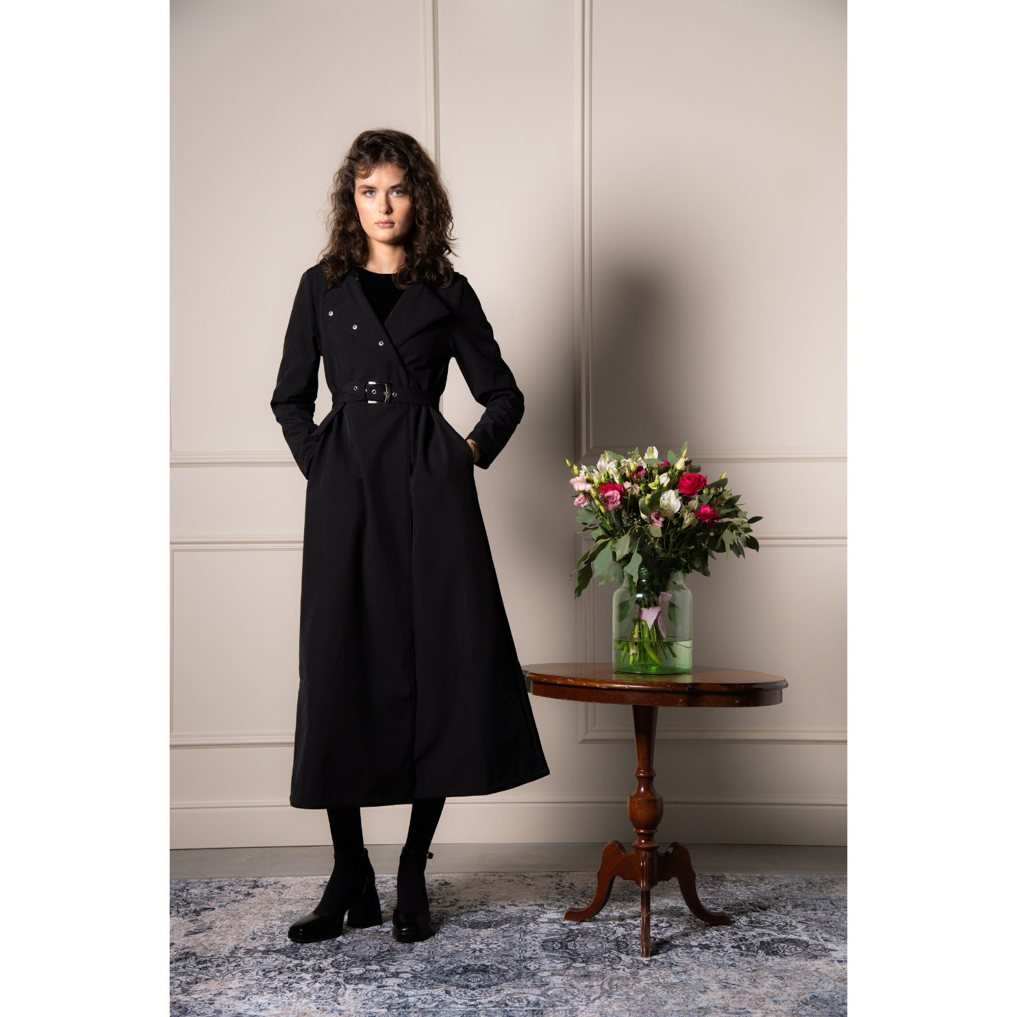 Manteau croise noir pour femme Manteau noir pour femme Manteau elegant Trench classique Manteau elegant Classique noir Etsy France
