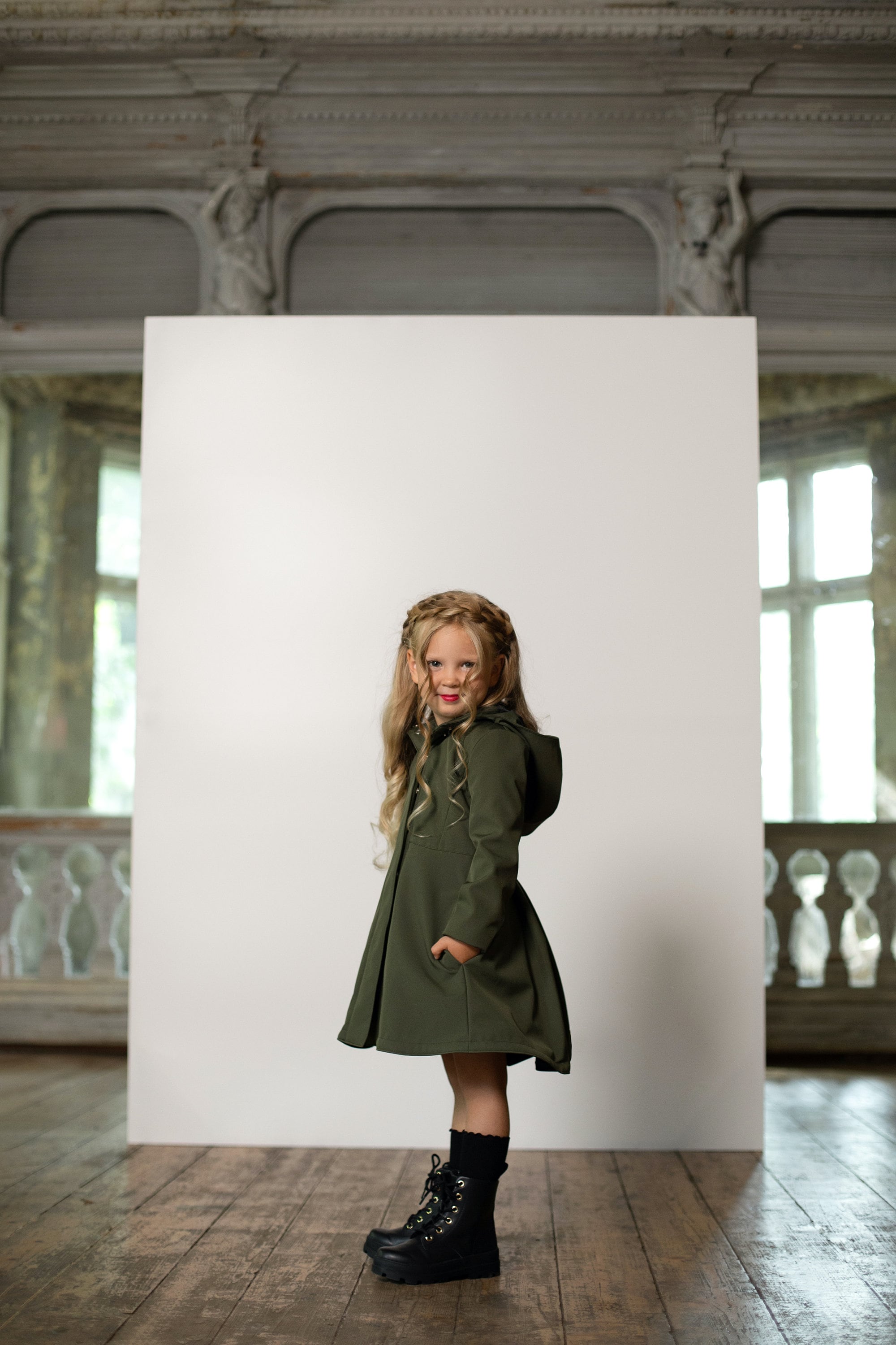 Long manteau d automne vert kaki manteau impermeable ajuste et evase pour fille impermeable kaki a capuche pour bebe fille Vert mousse Etsy Canada