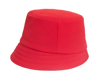 Sombrero tipo cubo Waltz rojo resistente al agua para mujer, sombrero de lluvia ligero con forro de algodón, sombrero cómodo para todo tipo de clima, accesorio femenino.