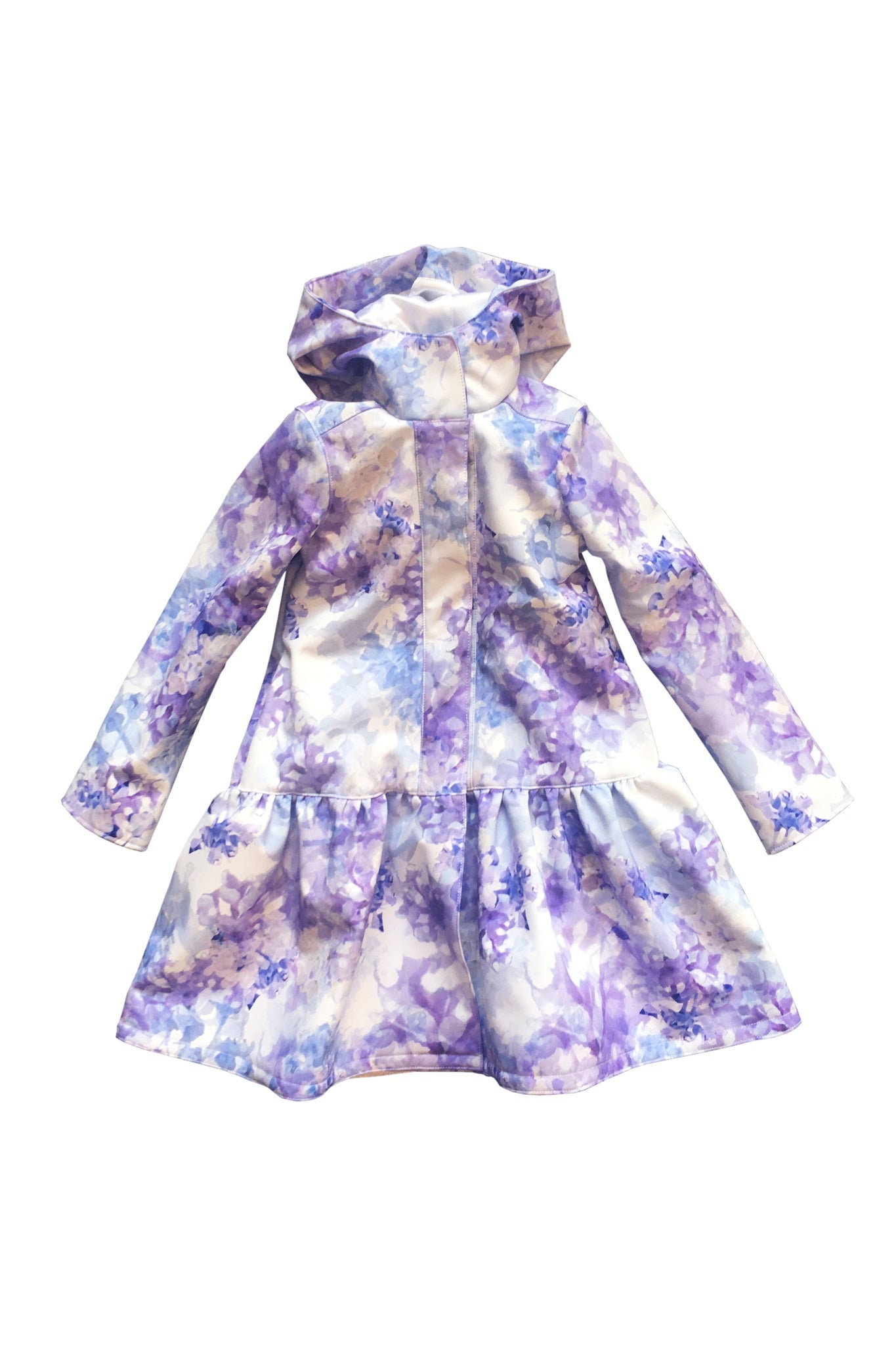 Light Blue Trapeze Cut Raincoat for Girl, Spring Coat for