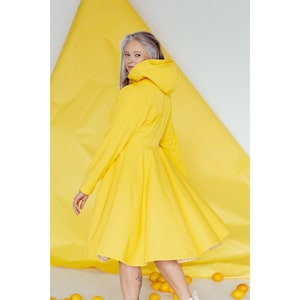 Hooded Yellow Raincoat for Women, Waterproof Womens Yellow Trench Coat with Hood | 'Yellow Sun'