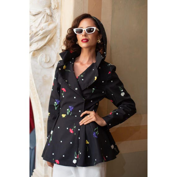 Detachable hood showerproof cotton swing coat hot sale
