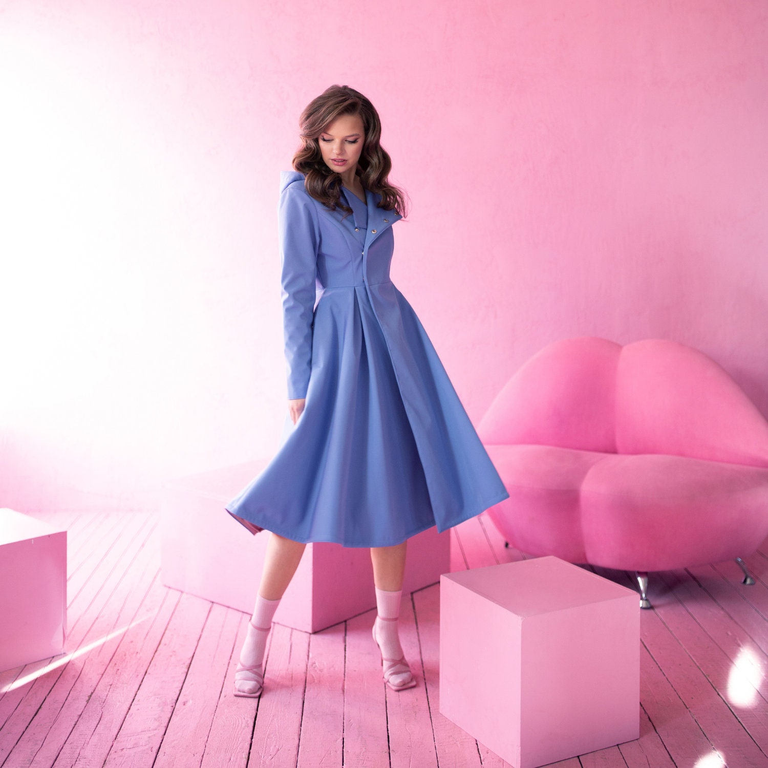 Pastel rain shop coat