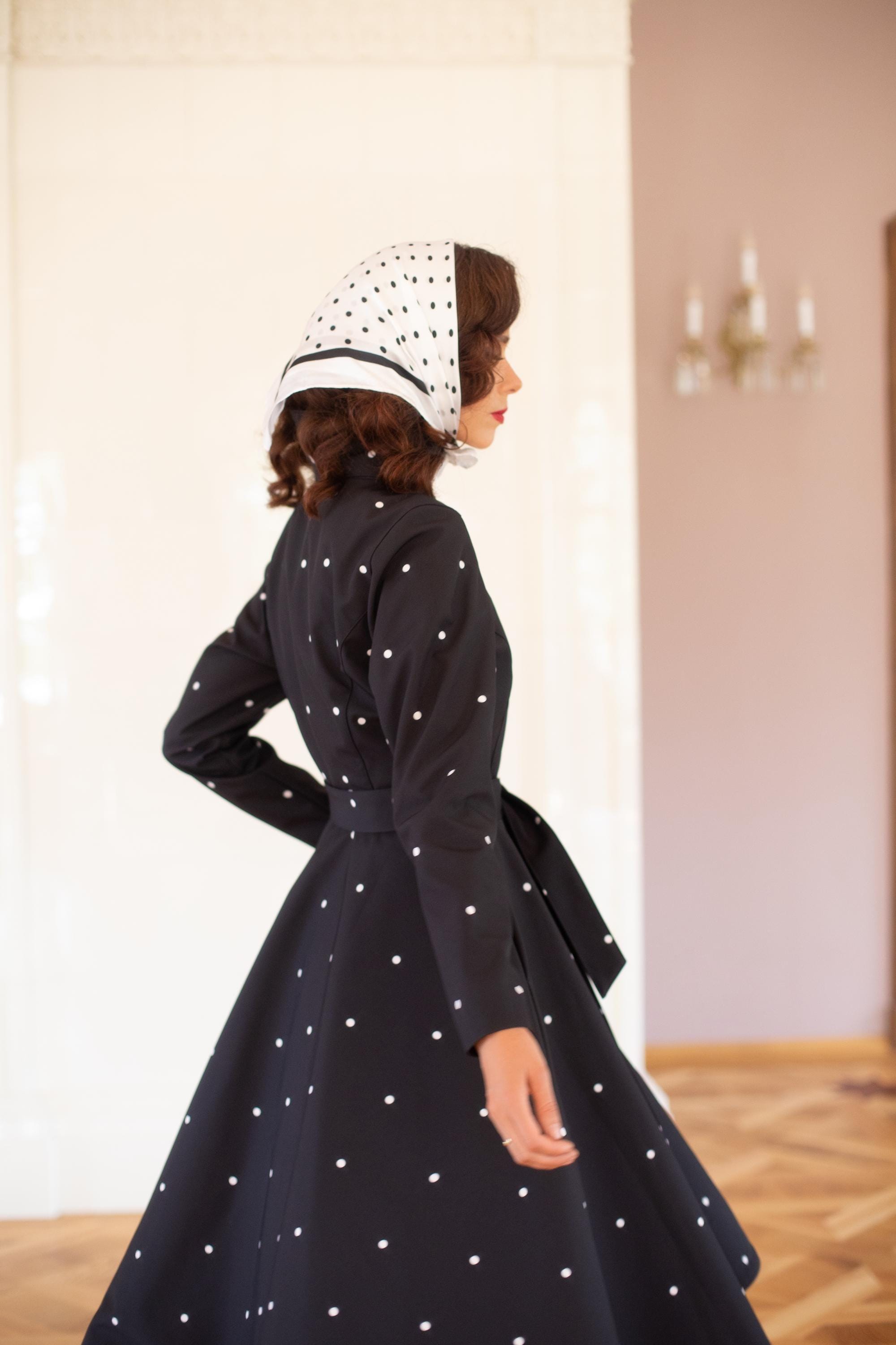 新品★ LITTLE FLARE LINE ART LONG COAT Vintage Inspired Long Wool Coat, Winter Coat Women, Wool