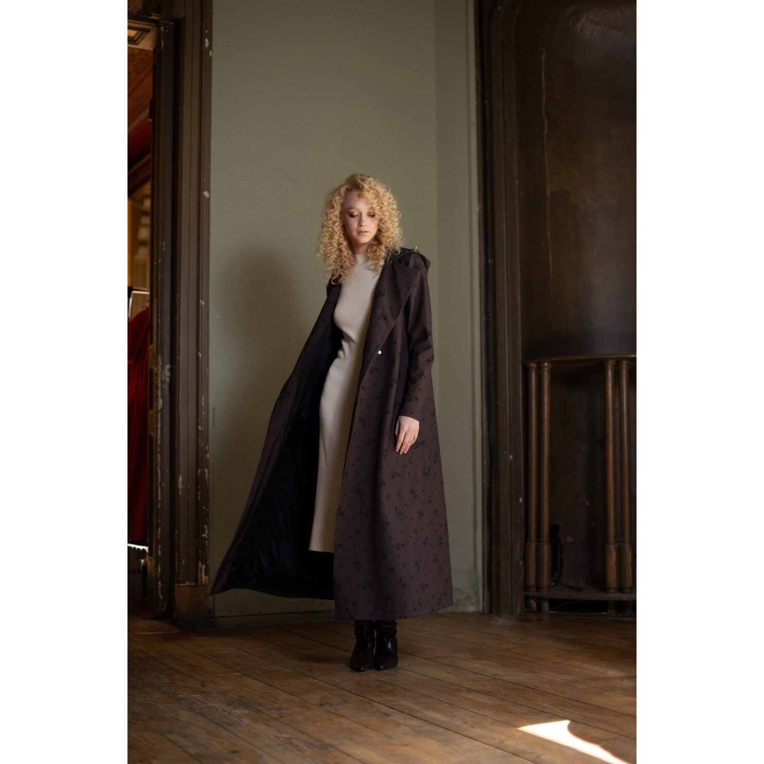 Manteau long marron foncé femme deals