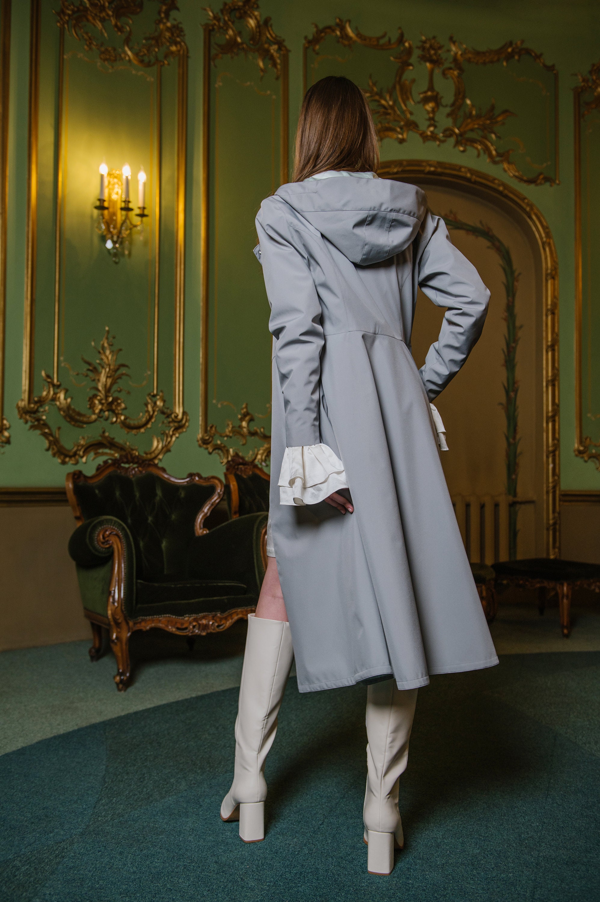 【melt the lady】wide trench coat / gray melt the lady】wide trench coat / gray Trench Coat Women