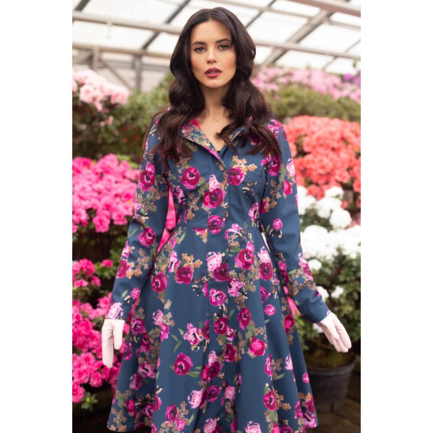 RainSisters Misty Rose 50's Raincoat Blue RainSisters Misty Rose 50's Raincoat Blue
