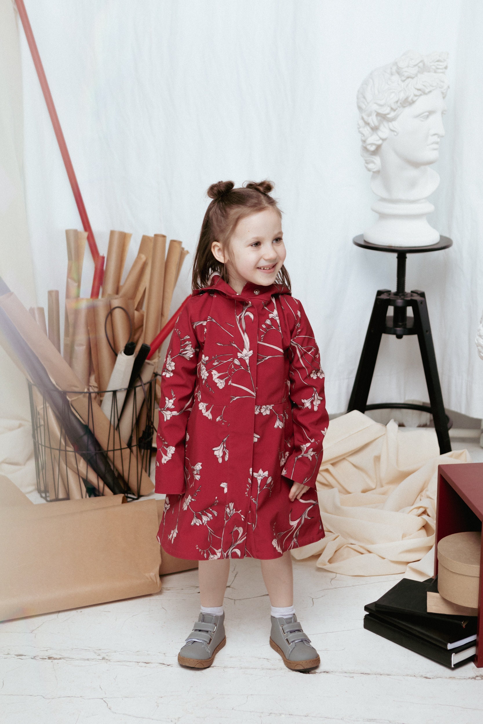 Girls red shop pea coat