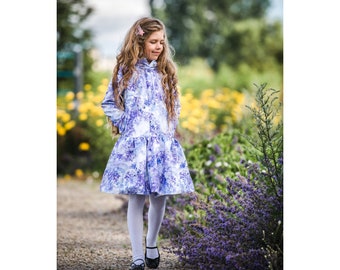 Chubasquero trapezoidal azul claro para niña, abrigo de primavera para niña, impermeable azul con capucha para bebé niña / 'Azul inspirador'