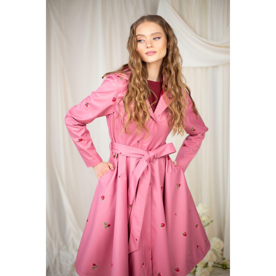 Raspberry Sorbet Pink Belted Blazer Soft Pink Floral Printed