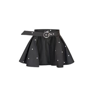 Retro Black Polka Dot Buckle Belt with Peplum Detail, White Dot Waist Belt, Women's Fashion Accessory for Trench Coats | Timeless Polka Dots