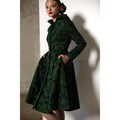 Dark Green Belted Coat with Bold, Graphic Floral Print 'Forest Flower'. Fitted and flared coat with a large hood. Waterproof and windproof. product logo