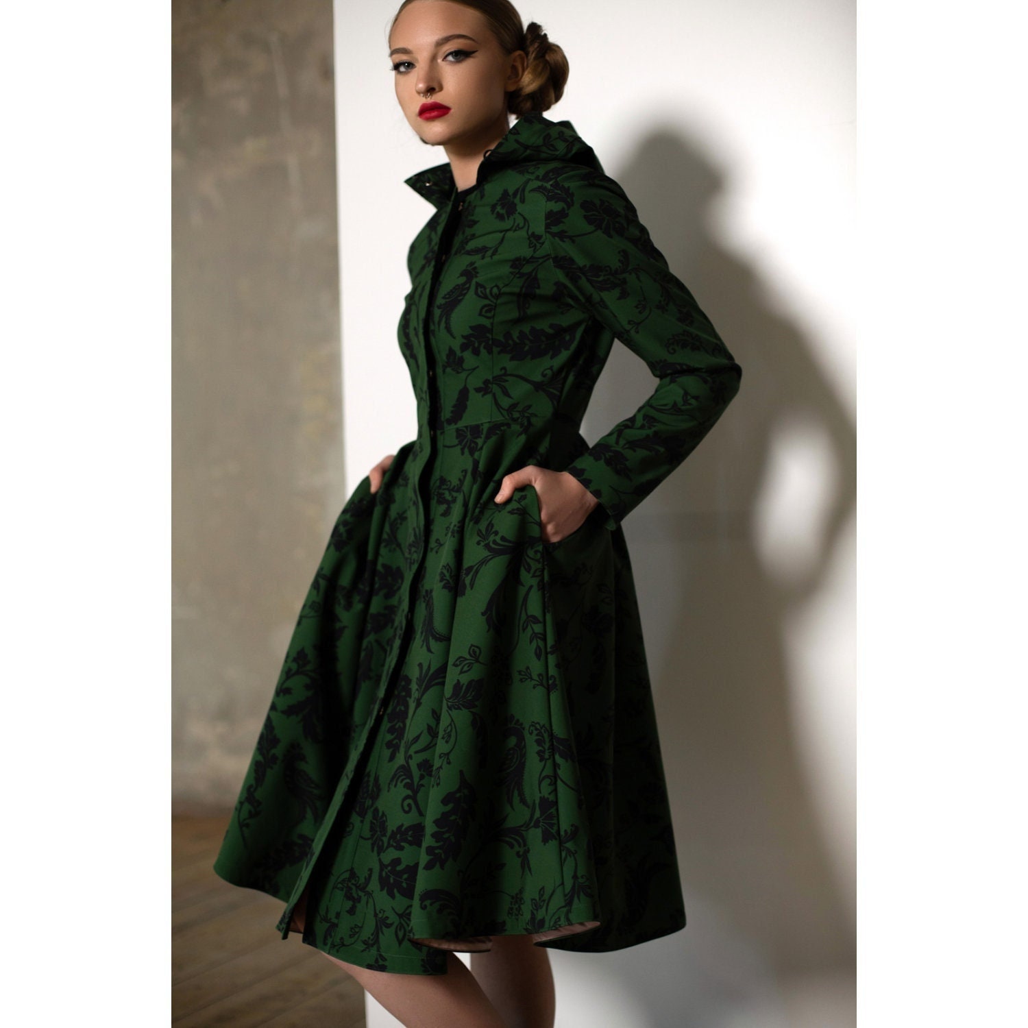 Floral Wool Coat - Etsy Floral Wool Coat - Etsy