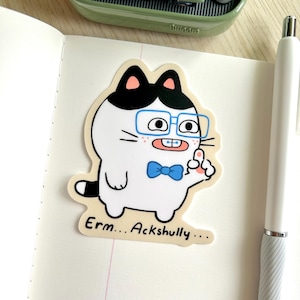 Nerd Meme Cat Vinyl Sticker