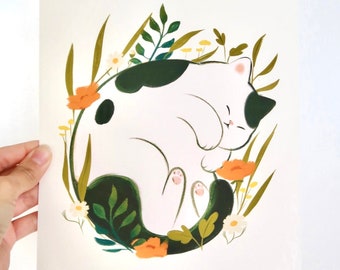 Sleeping Baby Cat Art Print