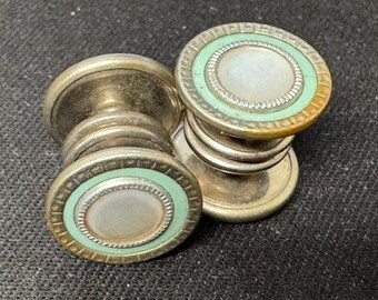Vintage Art Deco Mother of Pearl Snap Cuff Links