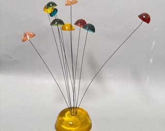 Vintage Lucite Atomic Mushroom Kinetic Sculpture 60s Original Pop Art Acrylic Yellow