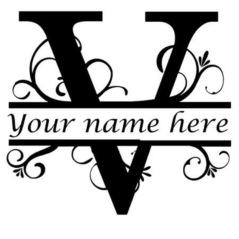 Letter V Floral Initial Monogram Family Name Vinyl Decal | Etsy