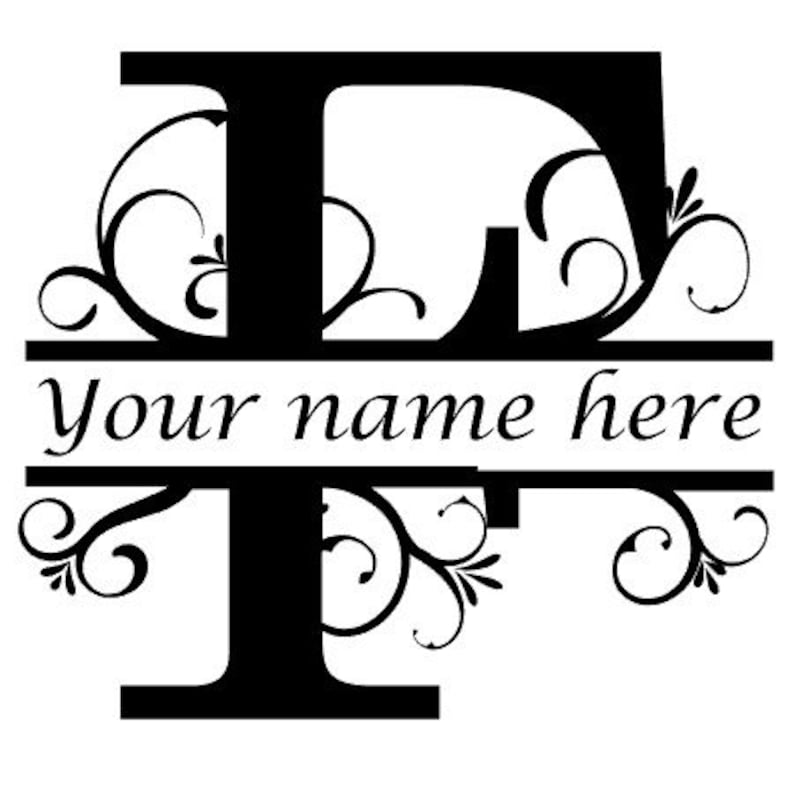 Monogram Decal Letter F Floral Initial Monogram Family Name Vinyl Decal Sticker Monogram Personalized Floral Name Decal Wall Art