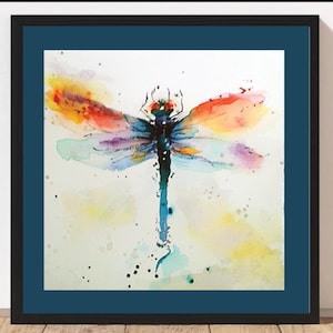 Hand Painted Watercolor Study Dragonfly ~ PRINTABLE Wall Art ~ Digital Downloadable Art Prints 36x36 print 5x5 8x8 10x10 12x12 24x24 30x30