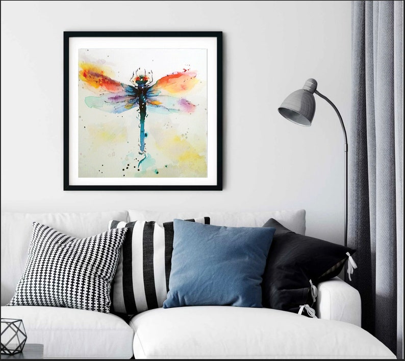 Watercolor Study Dragonfly PRINTABLE Wall Art Digital Downloadable Art ...