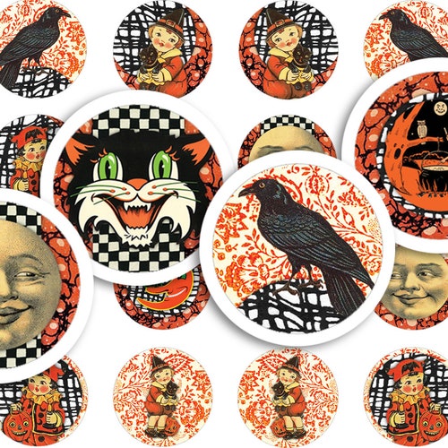 Printable Collage Sheet Vintage Halloween 48 Pcs - Etsy