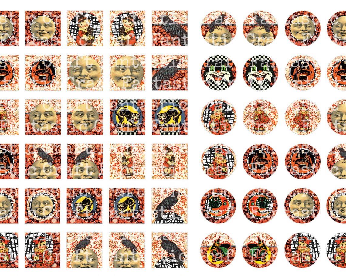 Printable Collage Sheet Vintage Halloween 178 Pcs Tiny - Etsy