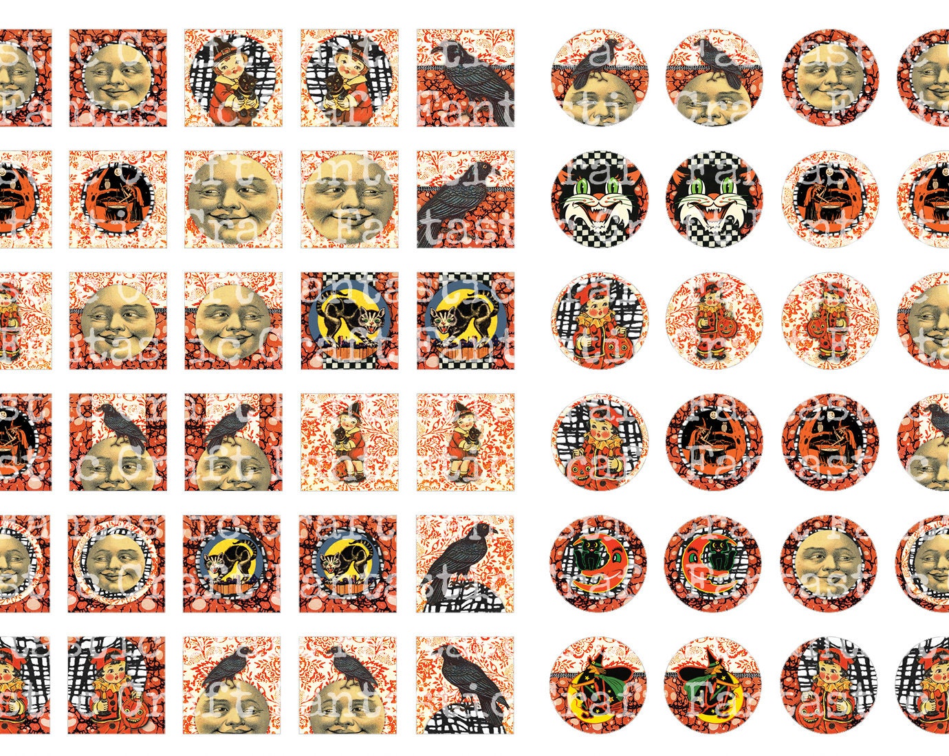 Printable Collage Sheet Vintage Halloween 178 Pcs Tiny - Etsy