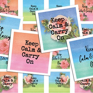 Afdrukbaar collageblad • Ga door met inspirerend • 88 stuks vierkante afbeeldingen van 3/4" of 20 mm • Digitale ephemera • PDF- en JPEG-download