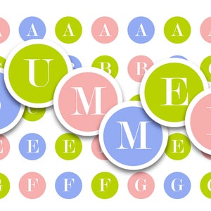 Afdrukbaar collageblad • Pastelalfabet • 168 stuks ronde afbeeldingen van 12 mm • Kleurrijke letters • PDF- en JPEG-download