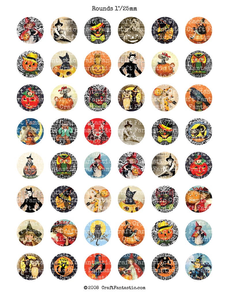 Printable Collage Sheet Vintage Halloween 48 Pcs - Etsy
