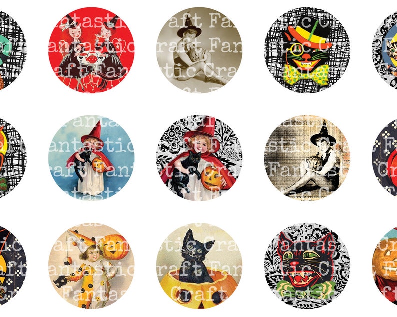 Printable Collage Sheet Vintage Halloween 48 Pcs - Etsy