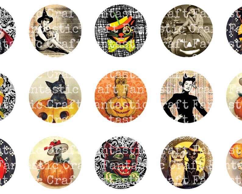 Printable Collage Sheet Vintage Halloween 48 Pcs - Etsy