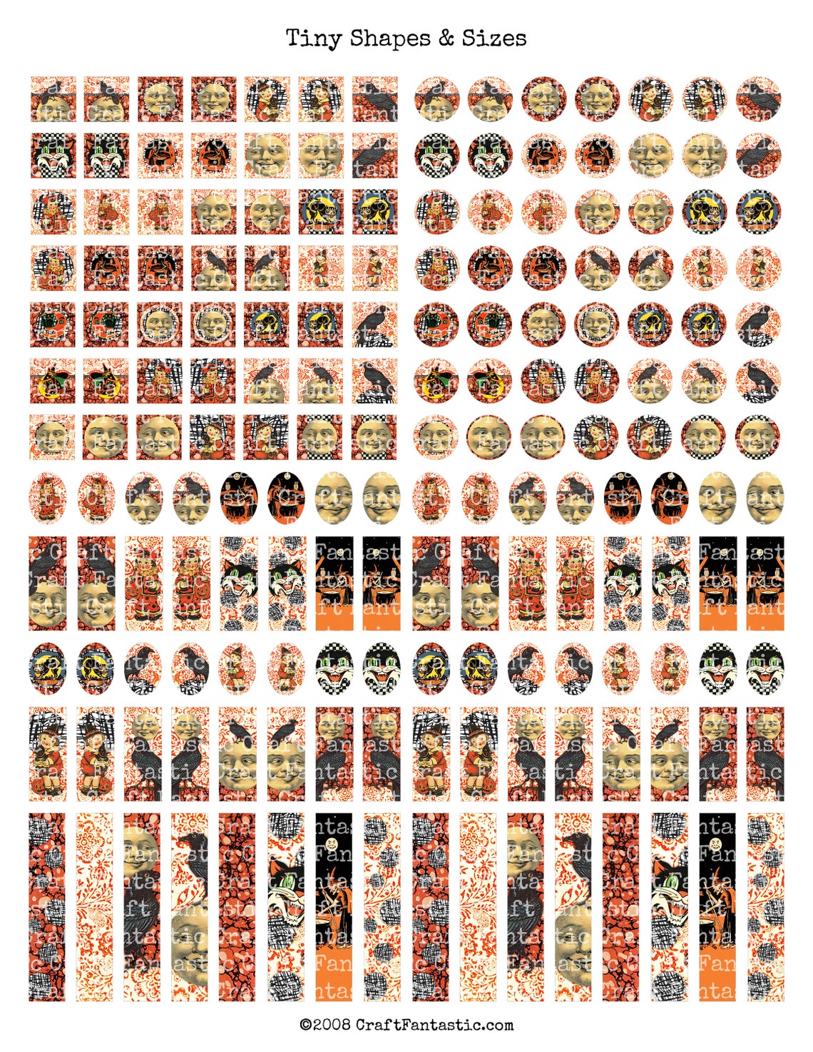 Printable Collage Sheet Vintage Halloween 178 Pcs Tiny - Etsy