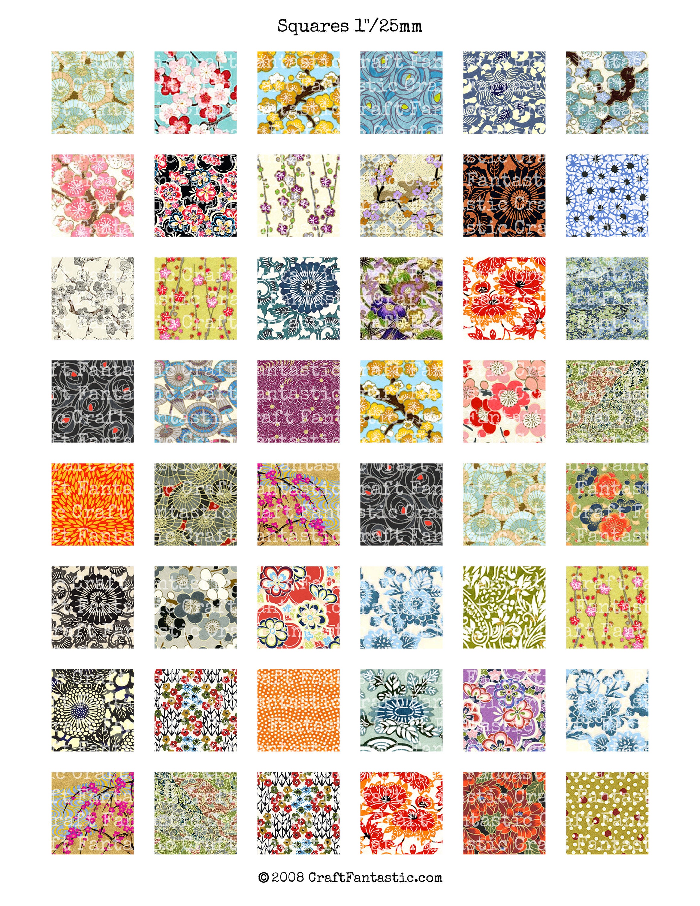 Printable Collage Sheet Japanese Paper 48 Pcs 1/25mm - Etsy