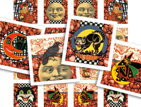 Printable Collage Sheet Vintage Halloween 88 Pcs | Etsy