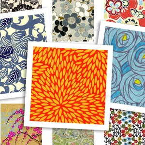 Afdrukbaar collageblad • Japans papier • 48 stuks vierkante afbeeldingen van 1"/25 mm • PDF- en JPEG-download